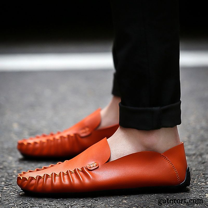 Schuhe Schwarz Herren, Schnürschuhe Lack Herren Halbschuhe Orangerot