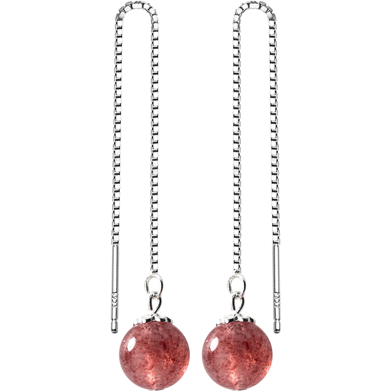 Silberschmuck Damen Elegante Zubehör Persönlichkeit Einfach Mini Erdbeere Silber Rosa