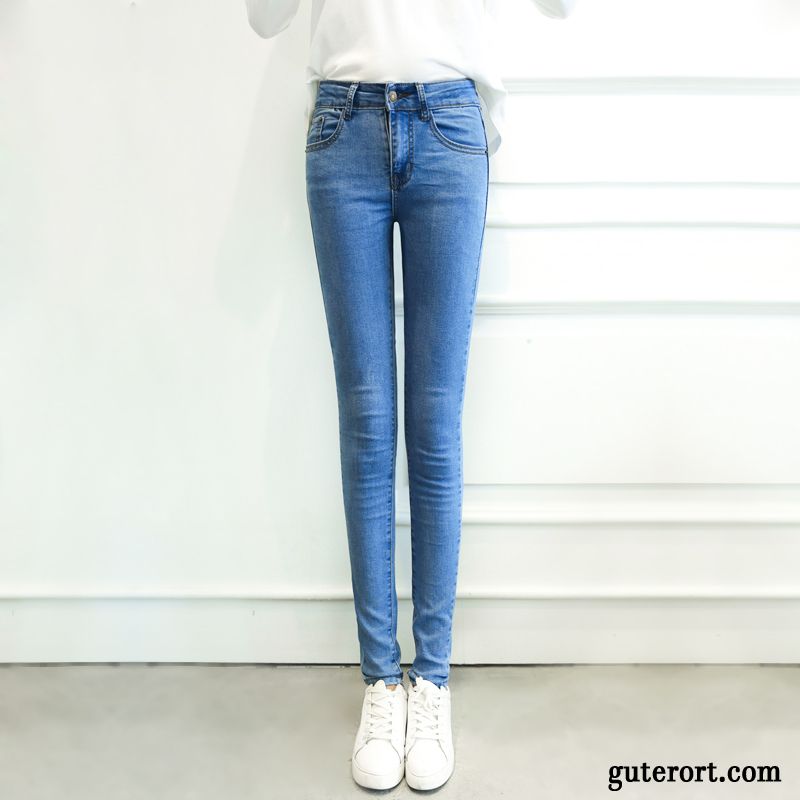 Skinny Jeans Damen Rissen Sale, Damen Jeans Knöpfen Vorne Rosa