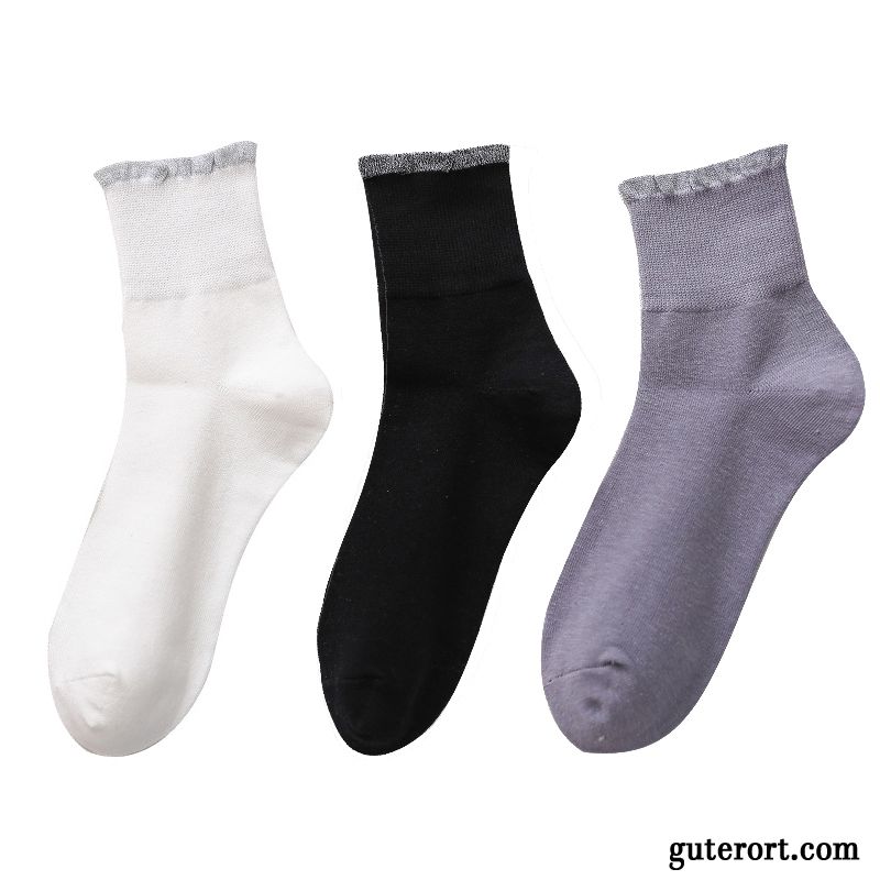 Socken Damen Baumwolle Mid Herbst Frühling Dünne Lange Socke Gelb