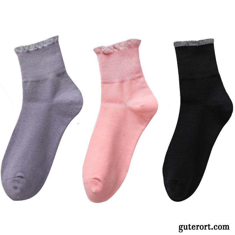 Socken Damen Baumwolle Mid Herbst Frühling Dünne Lange Socke Gelb