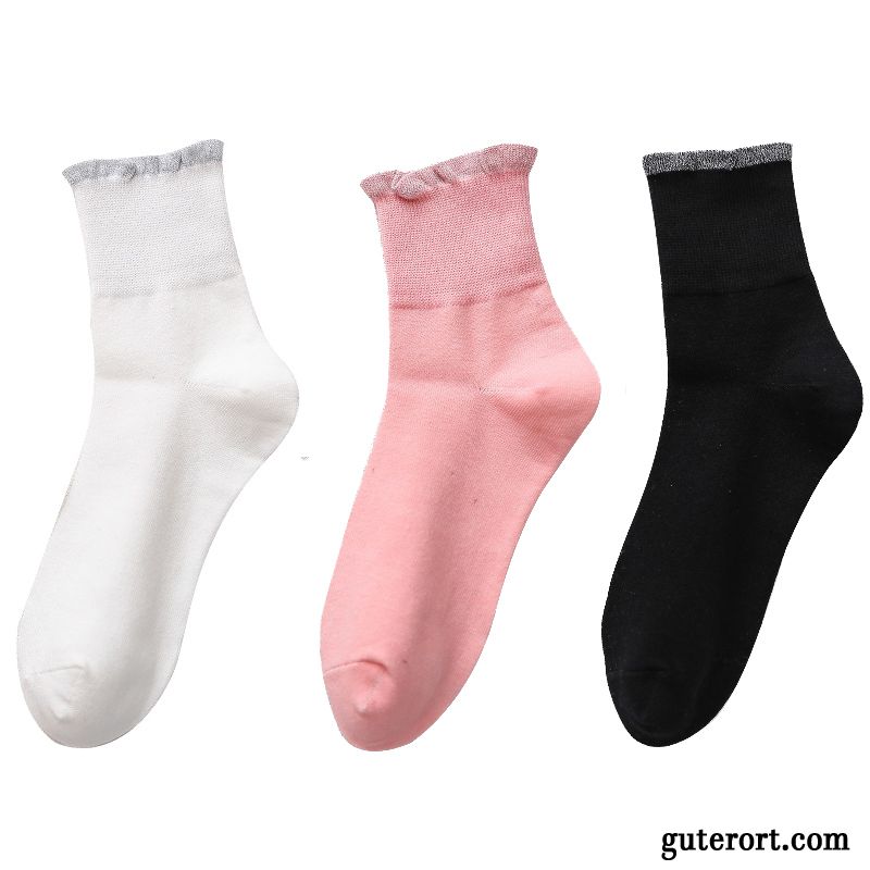 Socken Damen Baumwolle Mid Herbst Frühling Dünne Lange Socke Gelb