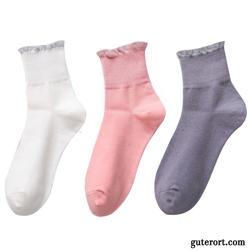 Socken Damen Baumwolle Mid Herbst Frühling Dünne Lange Socke Gelb