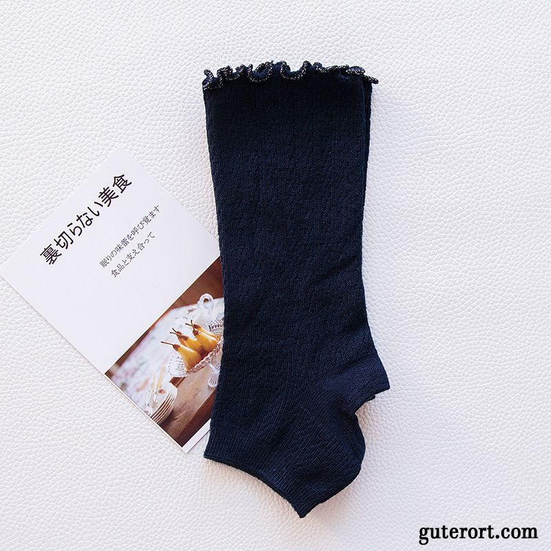 Socken Damen Herbst Mid Seide Rüschen Baumwolle Frühling Schwarz