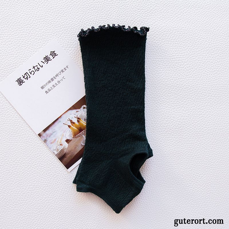 Socken Damen Herbst Mid Seide Rüschen Baumwolle Frühling Schwarz