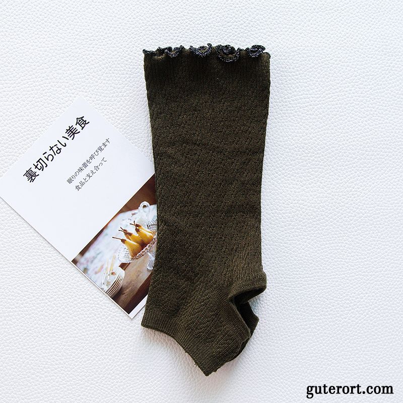 Socken Damen Herbst Mid Seide Rüschen Baumwolle Frühling Schwarz