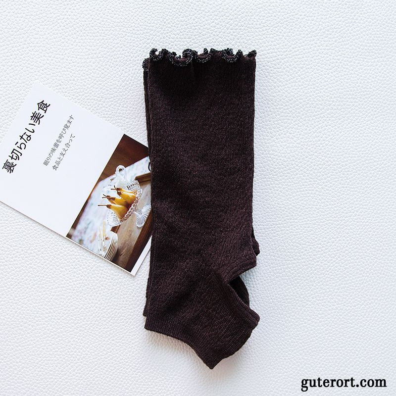 Socken Damen Herbst Mid Seide Rüschen Baumwolle Frühling Schwarz