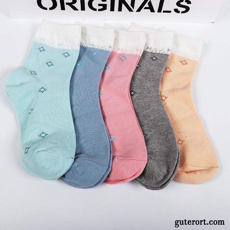 Socken Damen Jugend Mid Einfach Vier Jahreszeiten Einfarbig Mittel Gelb