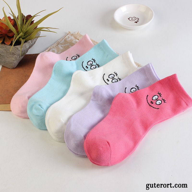 Socken Damen Jugend Mid Einfach Vier Jahreszeiten Einfarbig Mittel Gelb