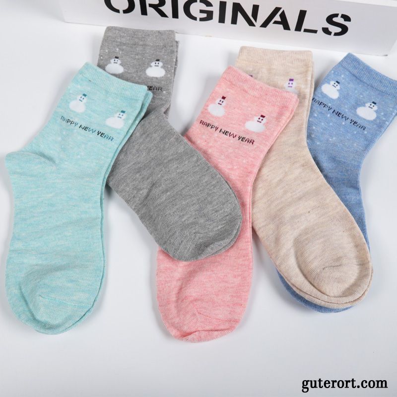 Socken Damen Jugend Mid Einfach Vier Jahreszeiten Einfarbig Mittel Gelb