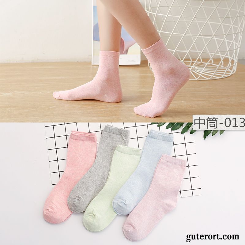 Socken Damen Niedlich Strümpfe Herbst Mid Baumwolle Rosa Hell