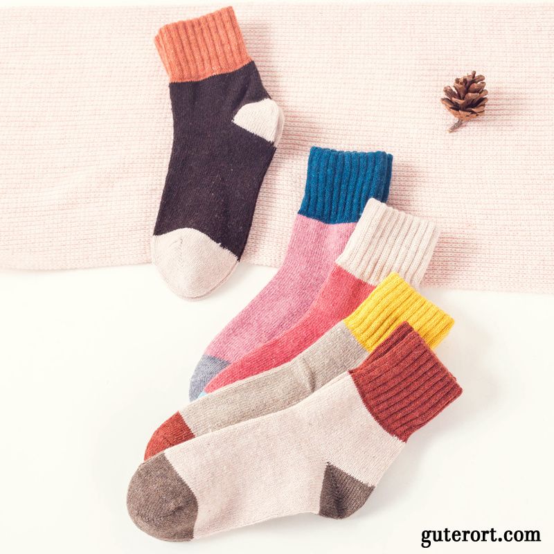 Socken Damen Niedlich Strümpfe Herbst Mid Baumwolle Rosa Hell