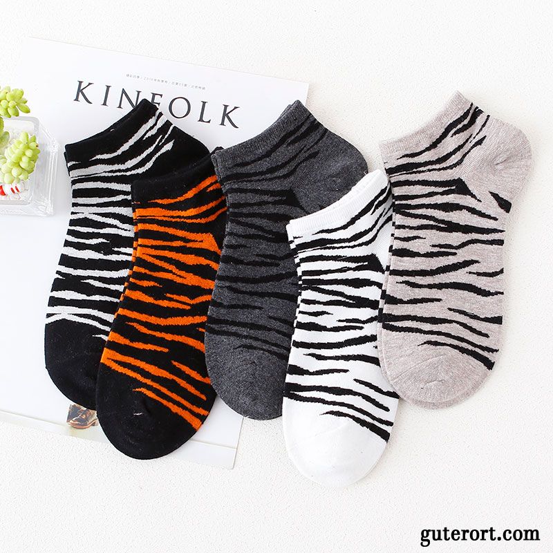 Socken Damen Persönlichkeit Baumwolle Leopard Unsichtbar Herbst Student Weiß Hell