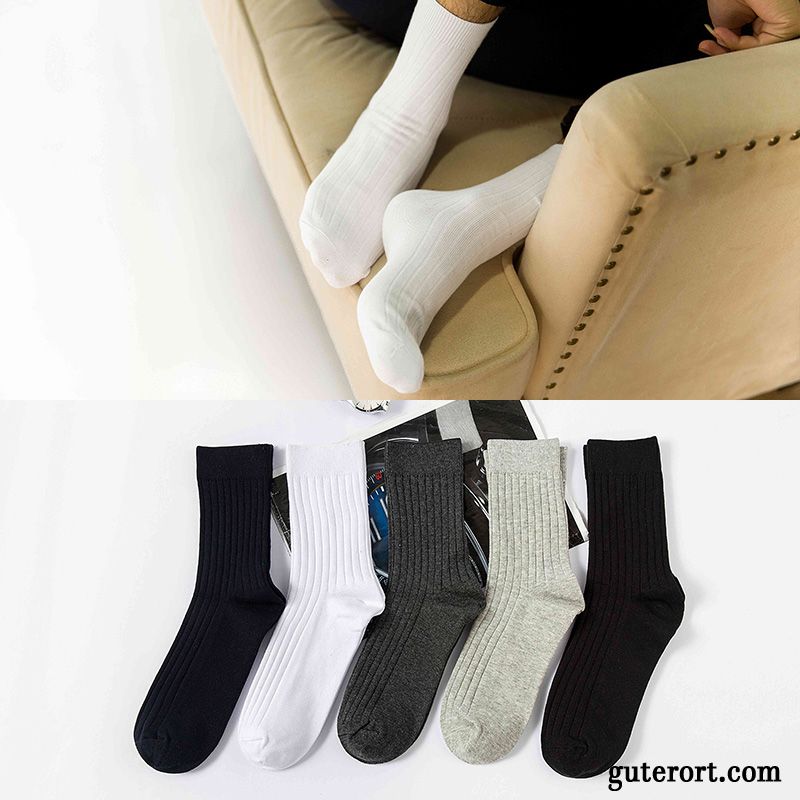 Socken Herren Deodorant Kurz Mid Sport Einfarbig Herbst Weiß