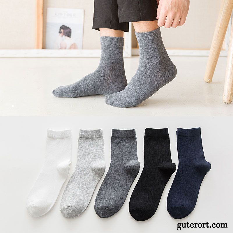 Socken Herren Deodorant Kurz Mid Sport Einfarbig Herbst Weiß