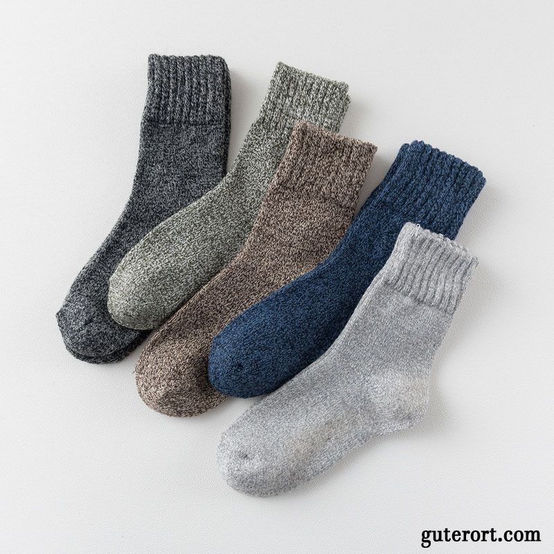 Socken Herren Dicke Handtuch Lange Socke Baumwollsocken Winter Mid Blau