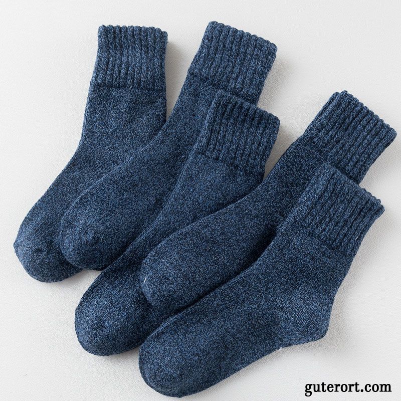 Socken Herren Dicke Handtuch Lange Socke Baumwollsocken Winter Mid Blau