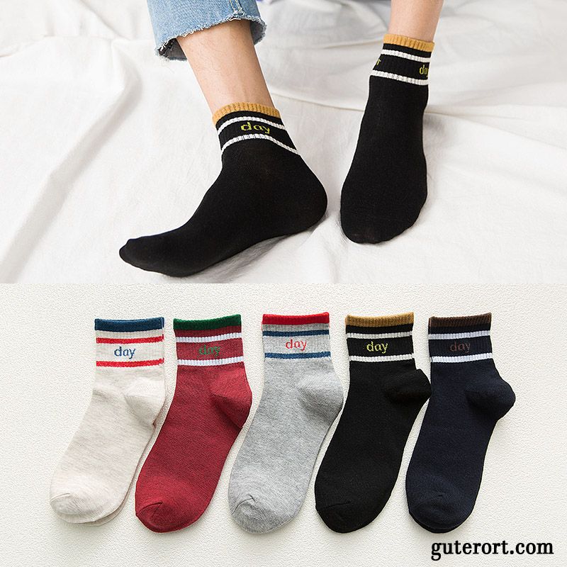 Socken Herren Mode Baumwolle Deodorant Lange Socke Mid Buchstaben Schwarz