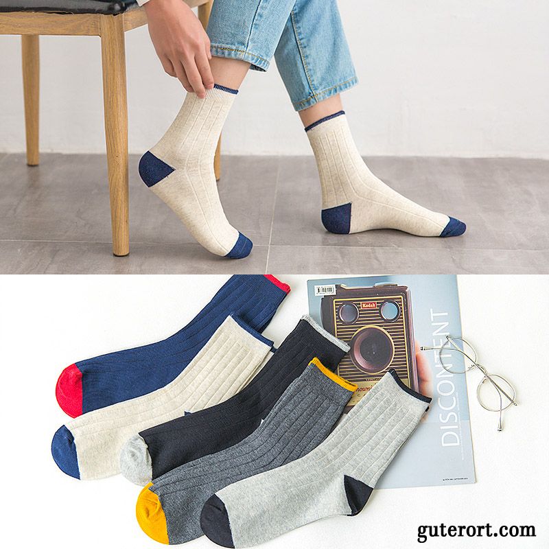 Socken Herren Mode Baumwolle Deodorant Lange Socke Mid Buchstaben Schwarz