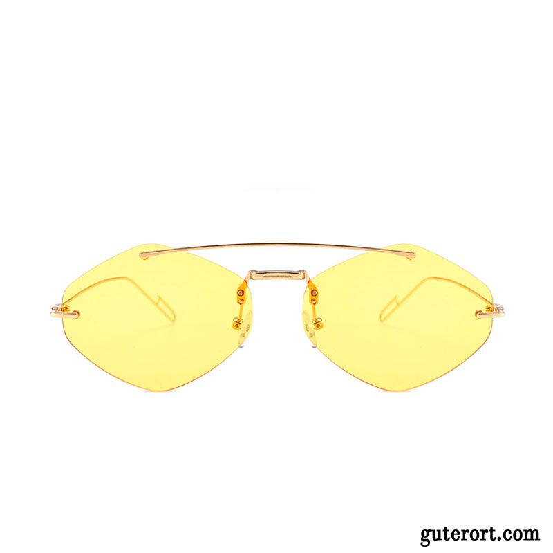 Sonnenbrille Damen Europe Mini Mesh Hip-hop Transparent Sonnenbrillen Gold Rot