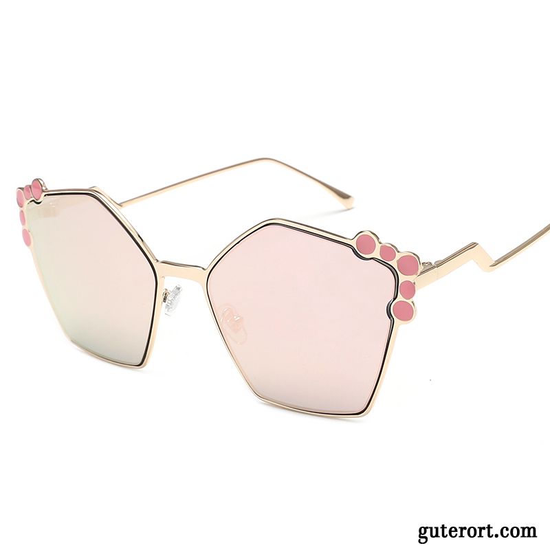 Sonnenbrille Damen Mesh Transparent Trend Lang Rundes Gesicht Kröte Farbe Grau Rot