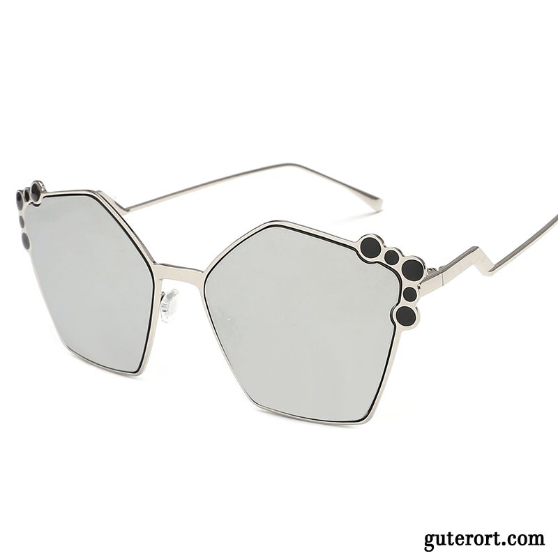 Sonnenbrille Damen Mesh Transparent Trend Lang Rundes Gesicht Kröte Farbe Grau Rot