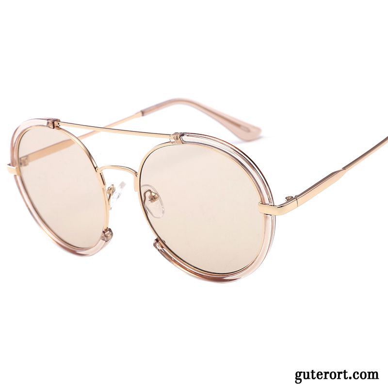 Sonnenbrille Damen Persönlichkeit Elegant Rundes Gesicht Retro Mesh 2018 Purpur Lila Gold Rot