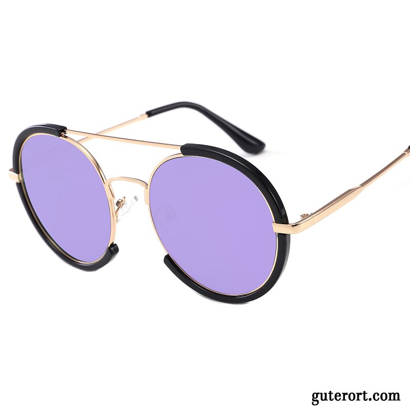 Sonnenbrille Damen Persönlichkeit Elegant Rundes Gesicht Retro Mesh 2018 Purpur Lila Gold Rot