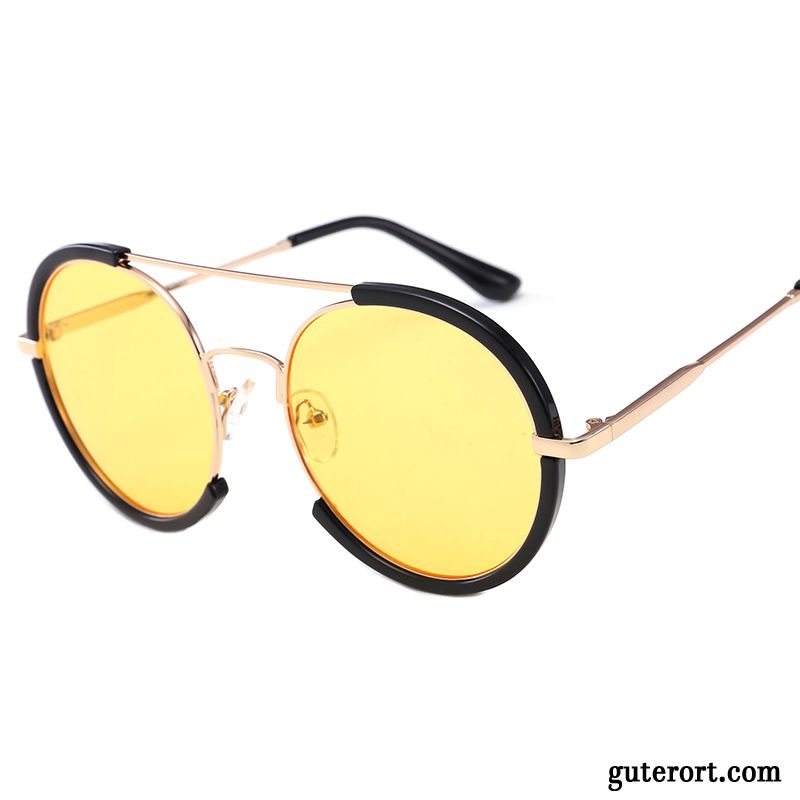 Sonnenbrille Damen Persönlichkeit Elegant Rundes Gesicht Retro Mesh 2018 Purpur Lila Gold Rot