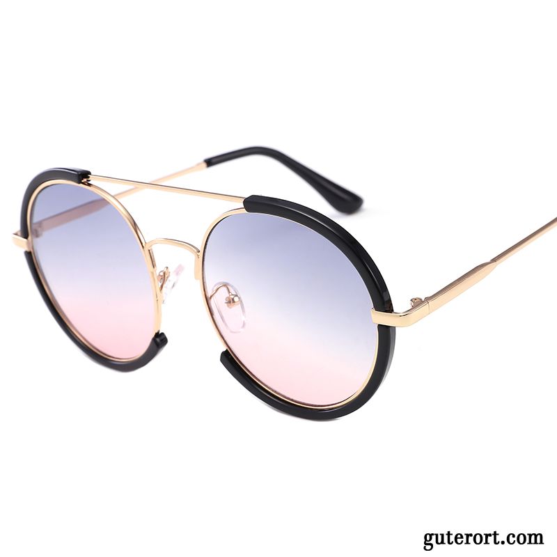 Sonnenbrille Damen Persönlichkeit Elegant Rundes Gesicht Retro Mesh 2018 Purpur Lila Gold Rot