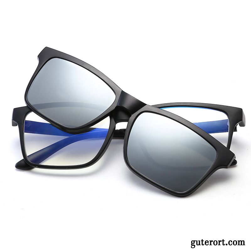 Sonnenbrille Damen Sonnenbrillen Herren Polarisator Doppelnutzen Kurzsichtigkeit Blau Silber Schwarz