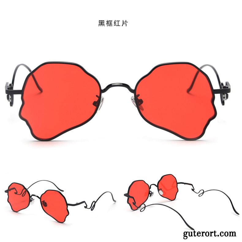 Sonnenbrille Damen Straßenschlag Modellierung Mesh Stern Schwarz Gold Rot