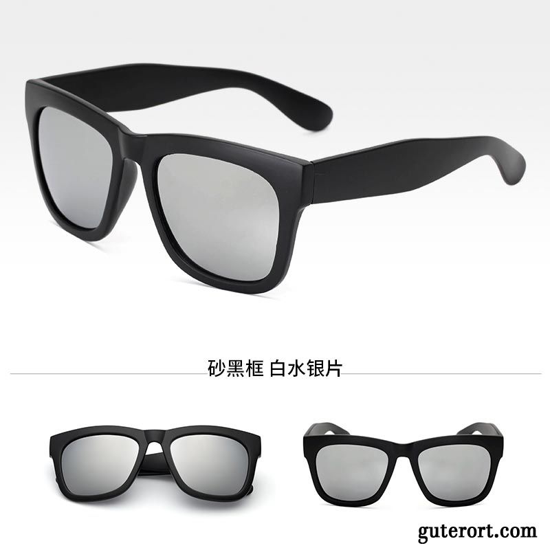 Sonnenbrille Herren Retro Groß Polarisator Super Trend Fahren Silber Weiß Schwarz