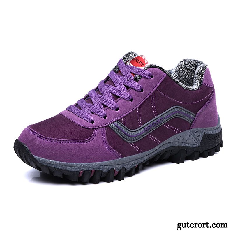 Sportschuhe Damen Baumwolle Schuhe Rutschsicher Spazierengehen Winter Plus Samt Thermische Rot