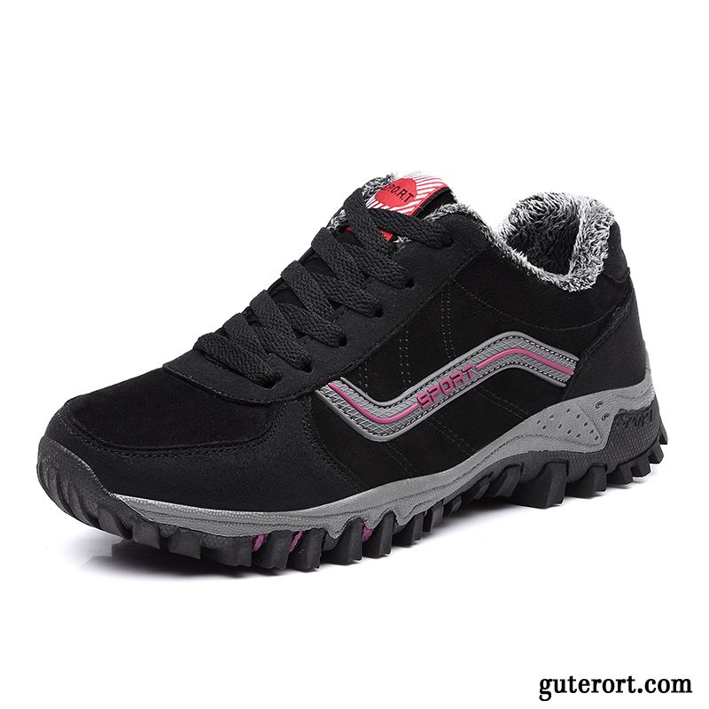 Sportschuhe Damen Baumwolle Schuhe Rutschsicher Spazierengehen Winter Plus Samt Thermische Rot