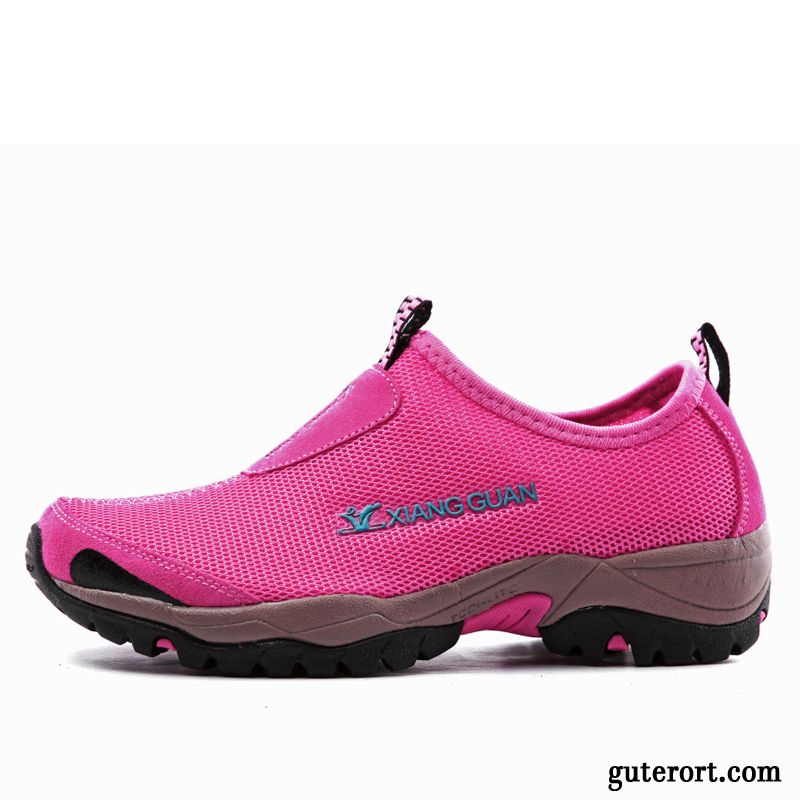 Sportschuhe Damen Licht Net Rutschsicher Mode Sommer Wanderschuhe Dunkelrosa