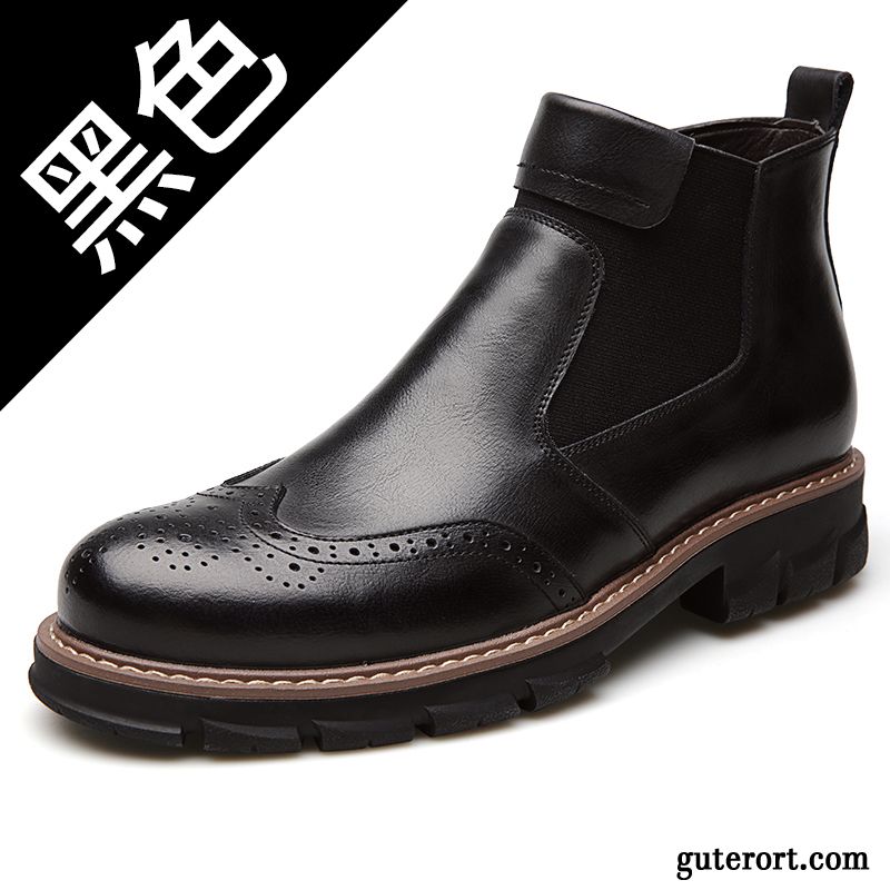 Stiefel Herren Herbst Thermische Trend England Schuhe Echtleder Braun Gelb