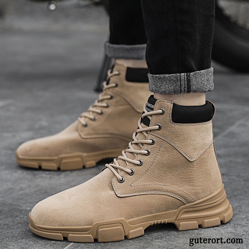 Stiefel Herren Neue Martin Stiehlt Kurze Stiefel Allgleiches Cargohose Trend Sandfarben Grau