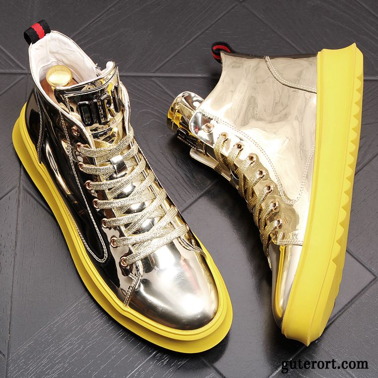 Stiefel Herren Trend Neue Casual Schuhe Hohe Skaterschuhe Gold