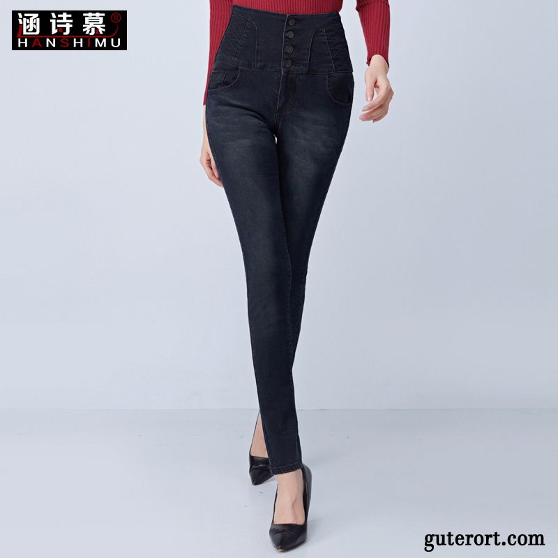 Stretch Jeans Damen Schwarz Günstig, Knöchellange Jeans Damen Silber