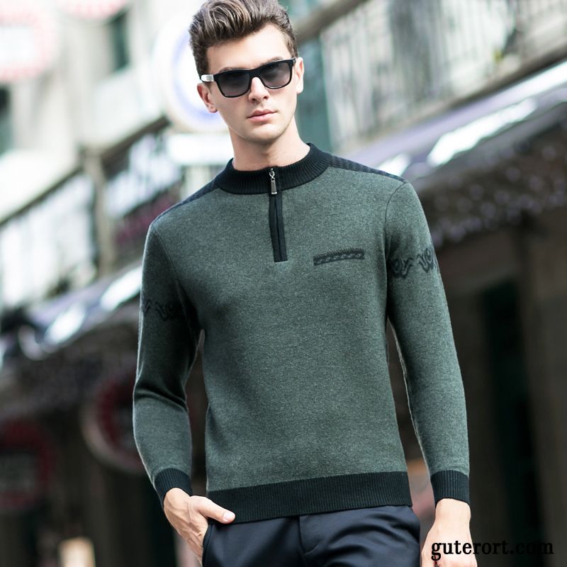 Strick Rollkragenpullover Herren Billig, Herren Rollkragenpullover Weiß Kaffeebraun