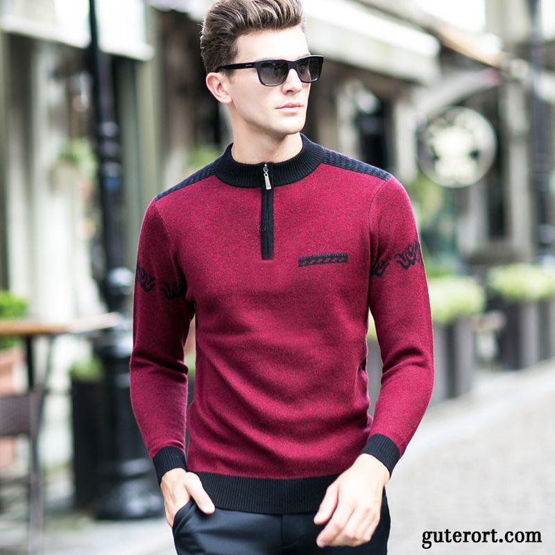 Strick Rollkragenpullover Herren Billig, Herren Rollkragenpullover Weiß Kaffeebraun