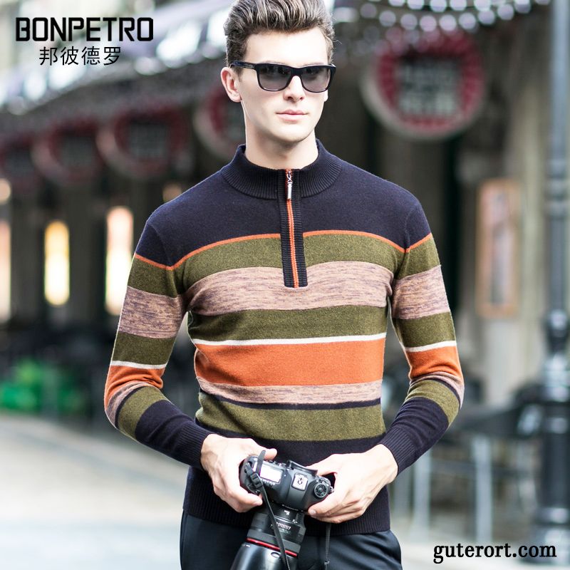 Strick Rollkragenpullover Herren Billig, Herren Rollkragenpullover Weiß Kaffeebraun