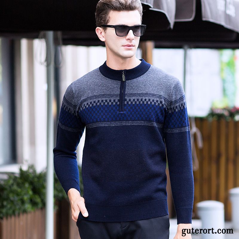 Strick Rollkragenpullover Herren Billig, Herren Rollkragenpullover Weiß Kaffeebraun