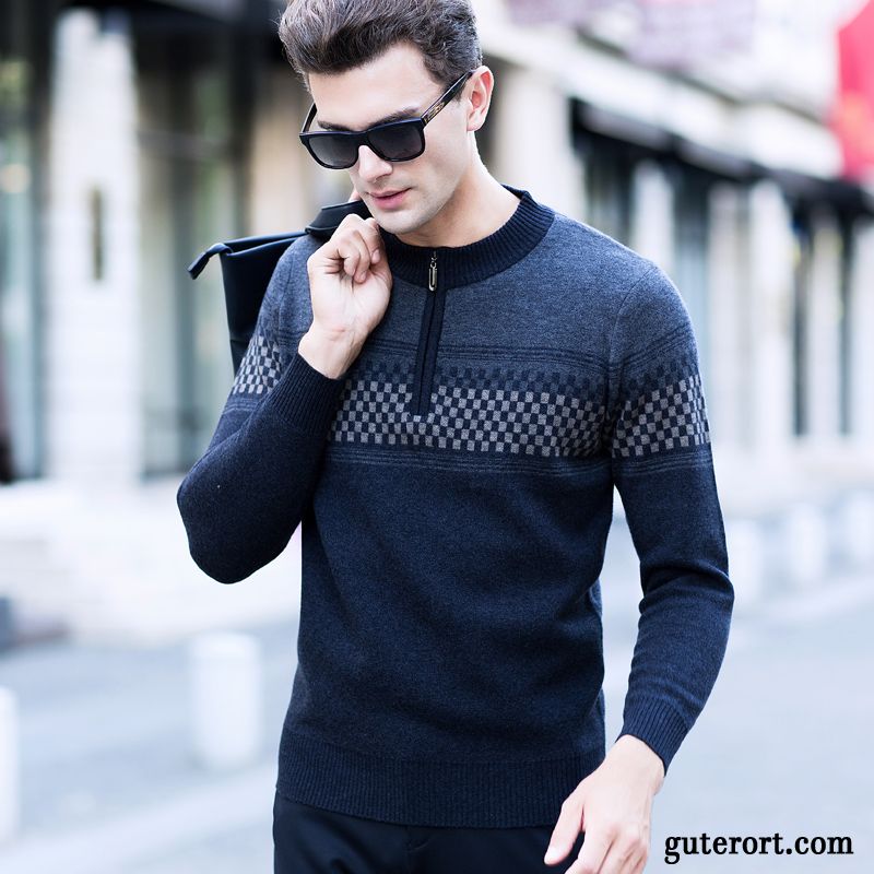 Strick Rollkragenpullover Herren Billig, Herren Rollkragenpullover Weiß Kaffeebraun