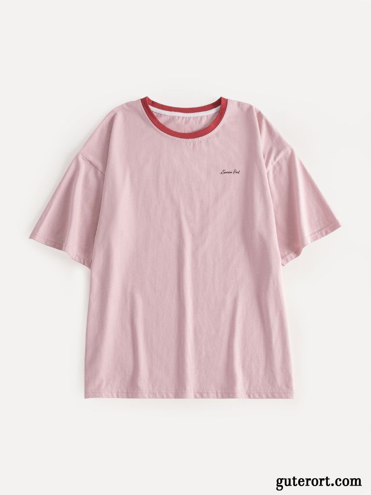 T-shirts Damen Europa Neu Lose Halb Ärmel Rosa