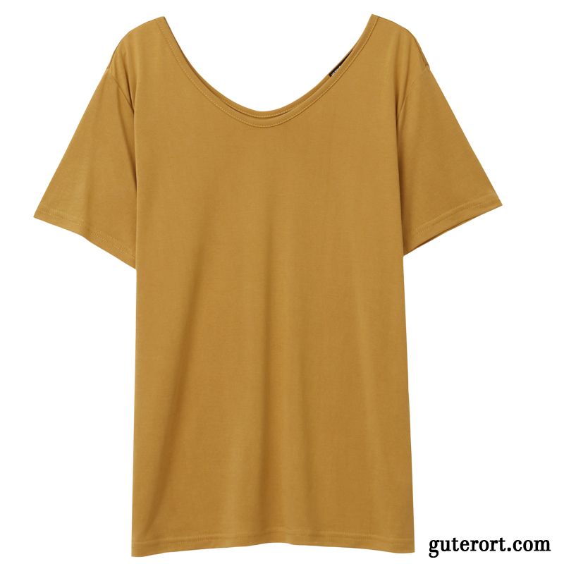 T-shirts Damen Großem Kragen Lose Sommer Neu Khaki Weiß