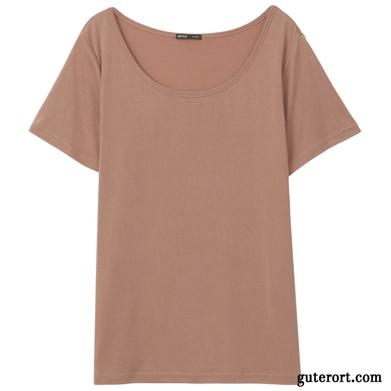 T-shirts Damen Großem Kragen Lose Sommer Neu Khaki Weiß