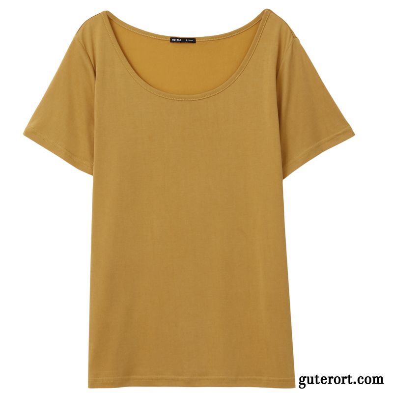 T-shirts Damen Großem Kragen Lose Sommer Neu Khaki Weiß