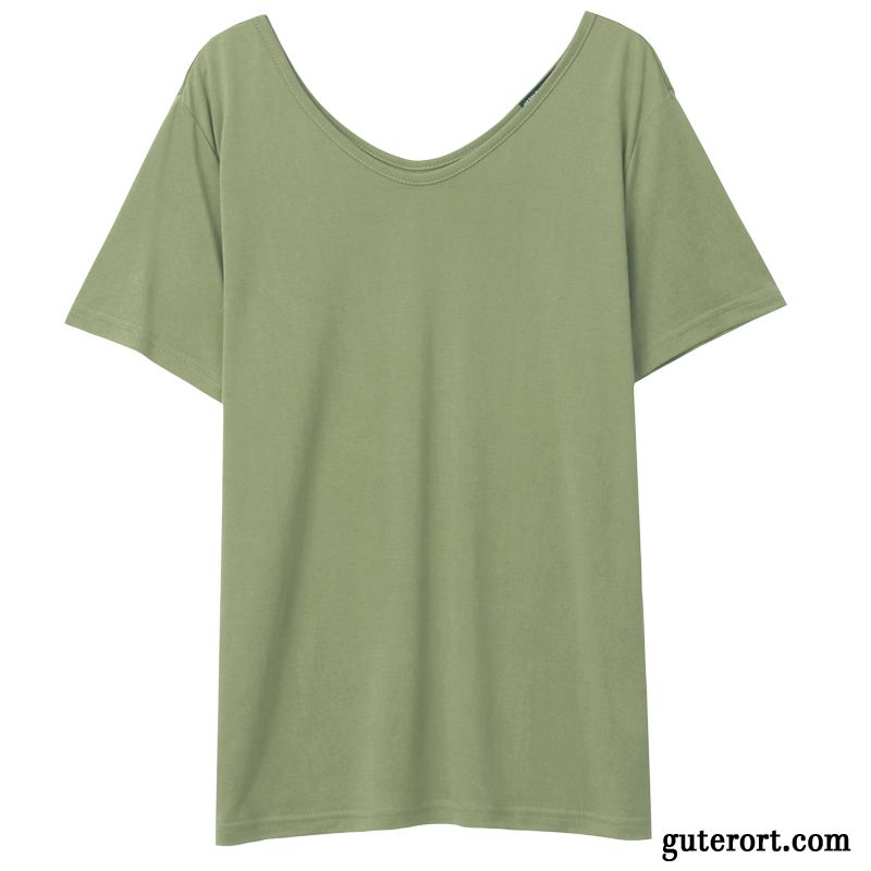 T-shirts Damen Großem Kragen Lose Sommer Neu Khaki Weiß